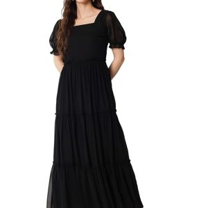 Femvy Designer Georgette Solid Gown for Women 761